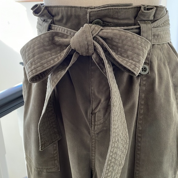 Topshop Paper Bag Olive Khakis, US 0 - Picture 2 of 4